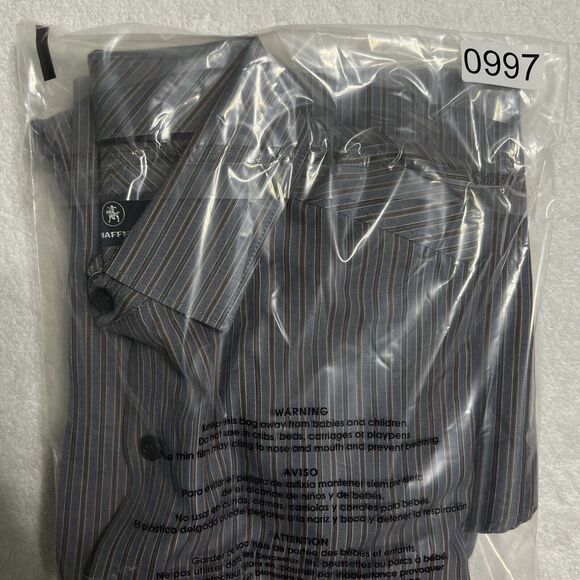 Hart Shaffner Marx Button Up Shirt Men's M Gray Striped 100% Cotton - Picture 12 of 12